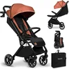 Image de LIONELO Cloe Poussette Pliable Bébé jusqu'à 22 kg Réglage du Dossier Fonction Sommeil Harnais à 5 Points Grandes Roues Pivotantes Moustiquaire Compacte Imperméable (brun)