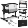 Image de lionelo Aurora 3 en 1 Lit bébé jusqu'à 9 kg Cododo, Berceau Réglage de la Hauteur et de l’Inclinaison du Matelas 4 roulettes avec Freins Matelas Ergonomique Sac (Gris)