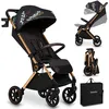 Image de LIONELO Cloe Poussette Pliable Bébé jusqu'à 22 kg Réglage du Dossier Fonction Sommeil Harnais à 5 Points Grandes Roues Pivotantes Moustiquaire Compacte Imperméable (golden moments)