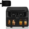 Image de ZEEGMA KNAPPER DUAL Friteuse sans Huile avec 2 Tiroirs 1700 W, Capacité de 9 L, Minuterie Jusqu'à 60 min, 11 Programmes, Température 60 à 200 °C, Chaleur Instantanée 60 sec. Panneau Supplémentaire