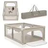 Image de LIONELO WILLOW Parc pliant pour bébé, de 0 à 48 mois, grand espace 120 cm x 180 cm x 68 cm, parc pour bébé avec filet respirant, 2 entrées latérales zippées (Beige)
