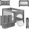 Image de lionelo Jasmin Easy FoldLit de Voyage pour Enfants jusqu'à 15 kg de 0 à 36 Mois Matelas Mousse T25, 2 hauteurs, Facile à Plier Easy Fold, Accès latéral, roulettes (Grey) (Gery)