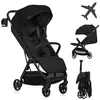 Image de LIONELO Julie Air Poussette Canne jusqu'à 22 kg de 6 m à 4 ans Pour Avion Roues pivotantes à 360 ° Suspension Pliage avec Une Main Réglage du Dossier Canopy UPF50+, Légère (Black)