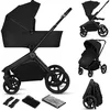 Image de Lionelo Freya Poussette 2en1 (0-4 Ans, 0-22 Kg), Nacelle Pliable et Poussette Bebe, Position Allongée, Suspension et Roues PU, Capote UPF50+, Boucle Magnétique, Ventilation, Accessoires (Black)