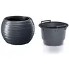 Image de Pot rond en plastique Maze avec réservoir 25L en couleur anthracite 39,6 (L) x 39,6 (l) x 26 (H) cm