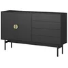 Image de Selsey Stoon Commode de Rangement, à 2 Portes, 4 tiroirs, avec système Push to Open, 154 cm, Noire