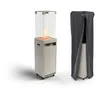 Image de Planika Faro - Foyer Décoratif avec Cheminée pour Jardin - Chauffage de Terrasse au Gaz Propane - Extérieur - Portable - Minimaliste - Gris Soie- avec Hosse de Protection - 8kW