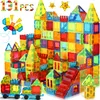 Image de W Wise Block Blocs de Construction Magnétiques 131 PCS avec 2 Voitures, Jouets magnétiques pour Enfants Les Tout-Petits, Jouets pour 3 4 5 6 7 8 Ans garçon Fille, Multicolore.