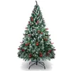 Image de AGM Sapin de Noël Artificiel, Arbre de Noël Vert Sapin, Aiguilles de Pin Mélangées | Baies Rouges | Charnières | Base en Métal, Matériau en PVC, 720 Branches, 180cm