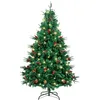 Image de AGM Arbre de Noël 2,1M avec Guirlandes Lumineuses 25M 500LEDs, Arbre de Noël Artificiel avec Aiguilles de Pin Mélangées, Baies Rouges, Charnières, Base en Métal, 900 Branches