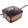 Image de Poêle antiadhésive carrée de 24 cm avec panier à frire / 5 fonctions en 1 / En aluminium pressé / Revêtement Multiclad / Tous types de cuisinières