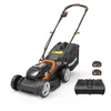 Image de WORX Tondeuse à Gazon sans Fil 40V WG779E.1, Surface Maximum de 460 m², diamètre de 34cm, Coupe jusqu'aux Bordures, 6 Hauteurs de Coupe, Compacte et Légère, Livrée avec 2 Batteries 4Ah et Chargeur