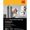 Image de KODAK Photo Fabric Stick Ups - Papier Photo Adhésif Brillant, Pack de 20 Feuilles, Format A6 (10x15 cm), Repositionnable, Impression Jet d'Encre, Facile à Enlever, Sans Résidus