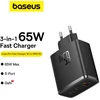 Image de Baseus Cube Pro Chargeur rapide 2 C + U 65 W - Noir Stellaire