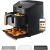 Image de MIDEA Friteuse sans huile, conception superposable, synchronisation WiFi intelligente avec Alexa, design vertical gain de place XL 11 L, panier 10-en-1 pour griller, poêler et cuire, pour 3 à 8 personnes, 2400 W - MAF002S