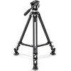 Image de Leofoto - Trépied vidéo - Trépied en Carbone pour caméras - Capacité de Charge de 10kg - Pieds Extensibles - Hauteur: 36,5 cm - 169 cm - LVC-253C+BV-15