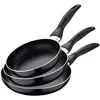 Image de Set 3pc poêles à frire (16,20,24cm) alu pressé aluminium, convient pour induction Marine noir