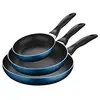Image de Poêles Antiadhésives Set de 3 Poêles Aluminium pressé 16, 20 et 24 cm de diamètre Pour cuisinières électriques, hallogènes, à gaz et vitrocéramiques