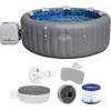 Image de Bestway - Spa Gonflable Santorini Smart HydroJet Pro Efficacité énergétique avec Application de contrôle pour 5 à 7 Personnes - 216 cm x 216 cm x 80 cm - Gris