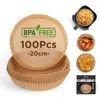 Image de MasterPRO Foodies - Papier de cuisson pour friteuse - Sans BPA - Lot de 100 pièces - Moules ronds en papier pour friteuse de 26cm avec panier de 3-4,5L - Non blanchi