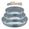 Image de BERGNER- Set 4 Poêles à frire (18+20+24 cm) avec manche amovible - Aluminium pressé recyclé - Revêtement PPG Fusion - Compatible induction - Vert