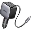 Image de UGREEN EC602 60W Car Charger 2C1A Chargeur auto 60 W USB-C® femelle, USB-C® mâle, USB-A femelle gris pour voiture, pour camion câble USB-C® enroulable