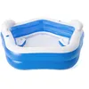 Image de Bestway 54153 Piscine gonflable octogonale avec siètes et appuie-tête 213 x 206 x 69 cm Couleur
