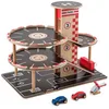 Image de Hape Garage Voiture Enfant 3 ans et plus - Parking en Bois avec Voitures, Hélicoptère, Station Service, Circuit, Toboggan, 4 Niveaux de Stationnement et Ascenseur - Jouet Garage Voiture Solide