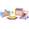 Image de Jouet Hape - Ensemble Chambre de Bébé pour Maison de Poupée en Bois - Accessoires Chambre Bébé en Bois Berceau, Table à Langer, Pousette, Coffret 8 Pièces - Fille et Garçon à partir de 3 Ans