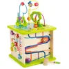 Image de Hape Cube d'Activité Bébé en Bois - Centre d'Activité Bébé 1 an - 5 Faces d'Activités - Animaux, Formes, Labyrinthe, Balles en Bois, Jeu de Tri, Roue, Alignement - Éveil, Motricité & Logique