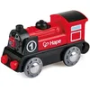 Image de Hape Jouet Locomotive Électrique pour Circuit Train en Bois, Enfant 3 Ans et Plus - Jeu Éducatif Électrique Avance et Recule, Petite Lampe à l'avant - Roule avec ou sans Piles
