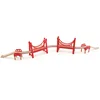 Image de Jouet Hape Pont Double Rouge Suspendu pour Circuit Train Bois - Jouet pour Enfant de Plus de 3 Ans - Double Pont en Bois Compatible Avec Marques Traditionnelles de Jeu de Train en Bois pour Enfants