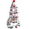 Image de Hape Jouet Fusée Spatiale 4 Étages - Jeu de Construction et d'Imitation pour Enfant de Plus de 3 Ans - 20 Pièces et Accessoires pour Petit Astronaute en Herbe