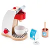 Image de Hape Jouet Machine à Café - Jeu d'Imitation Cafetière Enfants de 2 Ans et Plus - Cafetière, Tasse, Lait, Capsule, Sucre Inclus - Accessoires Cuisine Enfant Réalistes - Matériaux Écoresponsables