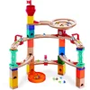 Image de Hape Circuit à Billes en Bois Castle Escape Quadrilla, 51 Pièces + 50 Billes - Circuit Sonore avec 3 Clochettes - Jeux de Construction en Bois - Jeu Enfant de 4 Ans et Plus, Fille et Garçon