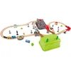 Image de Hape Jouet Ensemble Circuit Train Multicolore, Train Marchandises, Grue, Travaux - 50 Pièces + Boîte de Rangement - Jeu Educatif Enfant de 3 Ans et Plus - Compatible Marques Traditionnelles