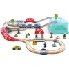 Image de Jouet Hape Ensemble Circuit Train, Grue et Seau de Rangement - 48 Pièces Train, Locomotive, Gare, Voitures, Personnages - Jeu Educatif Enfant de 3 Ans et Plus - Compatible Marques Traditionnelles