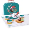 Image de Hape Kit de Jeu de Thé avec Coffret et Accessoires de Cuisine - pour Les Enfants de 3 Ans et Plus - Jeu d'Éveil, Imitation et Motricité Fine - Inclus 1 Théière, 1 Serviette de Pique-Nique, 4 Tasses