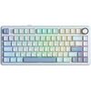 Image de AULA F75 clavier sans fil mécanique 75 %, disposition QWERTY US, tri-mode (filaire/Bluetooth/2,4 GHz) - Bleu Sel Marin/Bois Gris V3 Switch
