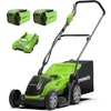 Image de Greenworks 40V Tondeuse à Gazon Sans Fil , Largeur de Coupe de 35 cm, INCLUS 2 Batteries 40V 2Ah et Un Chargeur-G40LM35K2X + Greenworks 40V Souffleur à Batterie Axial de Feuilles Sans Fil G40AB