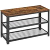 Image de VASAGLE Banc à chaussures, Étagère de rangement à 2 niveaux, Organisateur, à chaussures, 73 x 30 x 45 cm, pour entrée, salon, cadre en acier, style industriel, Marron Rustique et Noir LBS73X