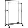 Image de SONGMICS Portant à Vêtements à Roulettes, Porte-manteaux, Penderie, Charge 110 kg, avec Double Tringle et Étagère de Rangement, Style Industriel, pour Chambre, Buanderie, Noir HSR60B