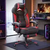 Image de SONGMICS Chaise de Jeu, Chaise d'Ordinateur, Ergonomique, avec Repose-Pieds, Coussin de Tête Ajustable, Support Lombaire, Capacité de Charge de 150 kg, Noir et Rouge OBG77BR