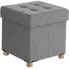 Image de SONGMICS Tabouret de Rangement, Petit Pouf Pliable, 38 x 38 x 40 cm, Repose-Pieds Cubique avec Rangement, Charge jusqu'à 300 kg, pour Salon, Chambre, Dortoir, Gris Tourterelle LSF14GYX