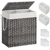 Image de SONGMICS Panier à Linge avec Couvercle, Corbeille 110L, 2 Compartiments, Sacs Amovibles, Poignées, Tressé à la Main, pour Chambre, Buanderie, Salle de Bain, 33 x 57 x 60 cm, Gris LCB252G01