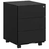 Image de SONGMICS Caisson de Bureau, Meuble de Bureau, Casier sur roulettes, Métallique, pour Imprimante, Verrouillable, 3 Tiroirs, Prémonté, Télétravail, 45 x 39 x 54 cm, Noir Mat OFC63BK