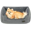 Image de Feandrea Panier pour Chiens, Lit pour Animaux, Taille M, 70 x 55 x 21 cm | Canapé, Tissu Façon Lin, Bords Rehaussés, Antiglisse, Housse Amovible Lavable, Gris Tourterelle, Collection BEAKON PGW10GG