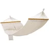 Image de SONGMICS Hamac, Hamac d'extérieur de camping, Lit suspendu, 2 barres en bois, avec 2 oreillers, capacité de charge 300 kg, 210 x 150 cm, Beige GDC22M