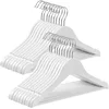 Image de SONGMICS Cintre Enfant en Bois, Lot de 20, avec Barre de Suspension, Encoches, Crochet Rotatif à à 360°, Longueur 35 cm, Blanc et Argent CRW06W-20
