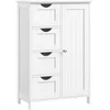 Image de VASAGLE Meuble Salle de Bain Rangement, Armoire Gain de Place, Commode, avec 4 Tiroirs, Placard avec Porte, Étagère Réglable, 30 x 55 x 82 cm, Blanc Nuage LHC41W
